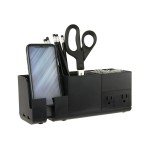 Custom Imprinted Goods IQ Konnect Stackable Desk Organizer + Power Station, 4 Piece, Black
