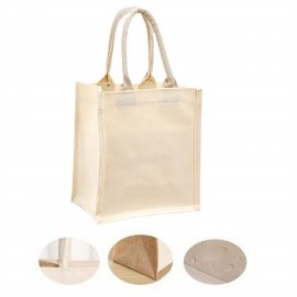 Custom Imprinted Natural Jute Button Tote Bag