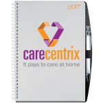 Logo Printed Gloss Time Managers Calendar w/Pen Safe Back Cover (7"x10")