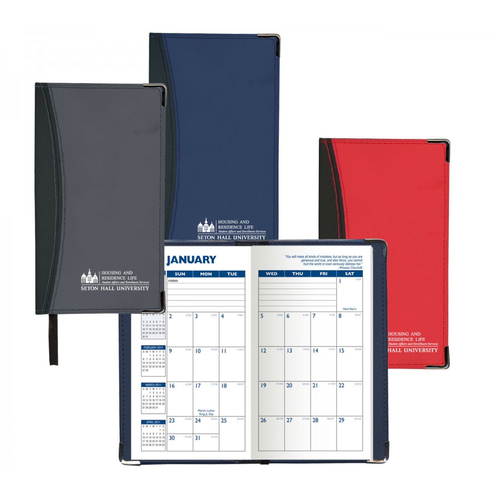 Monthly Ascot 2 Tone Vinyl Soft Cover Planner /1 Color Custom Imprinted