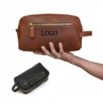 Travel Toiletry Leather Bag For Men Custom Imprinted