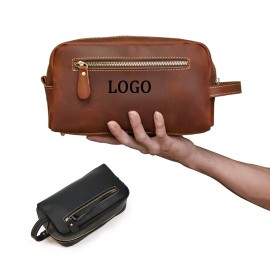 Travel Toiletry Leather Bag For Men Custom Imprinted