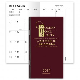 Custom Printed TC Datefinder 14 Month Pocket Planner, Maroon Cover