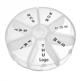 Round Weekly Pill Organizer with Logo
