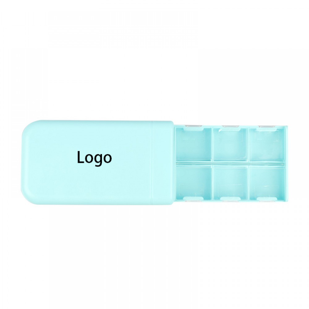 Logo Printed 6 Compartments Portable Pill Organizer