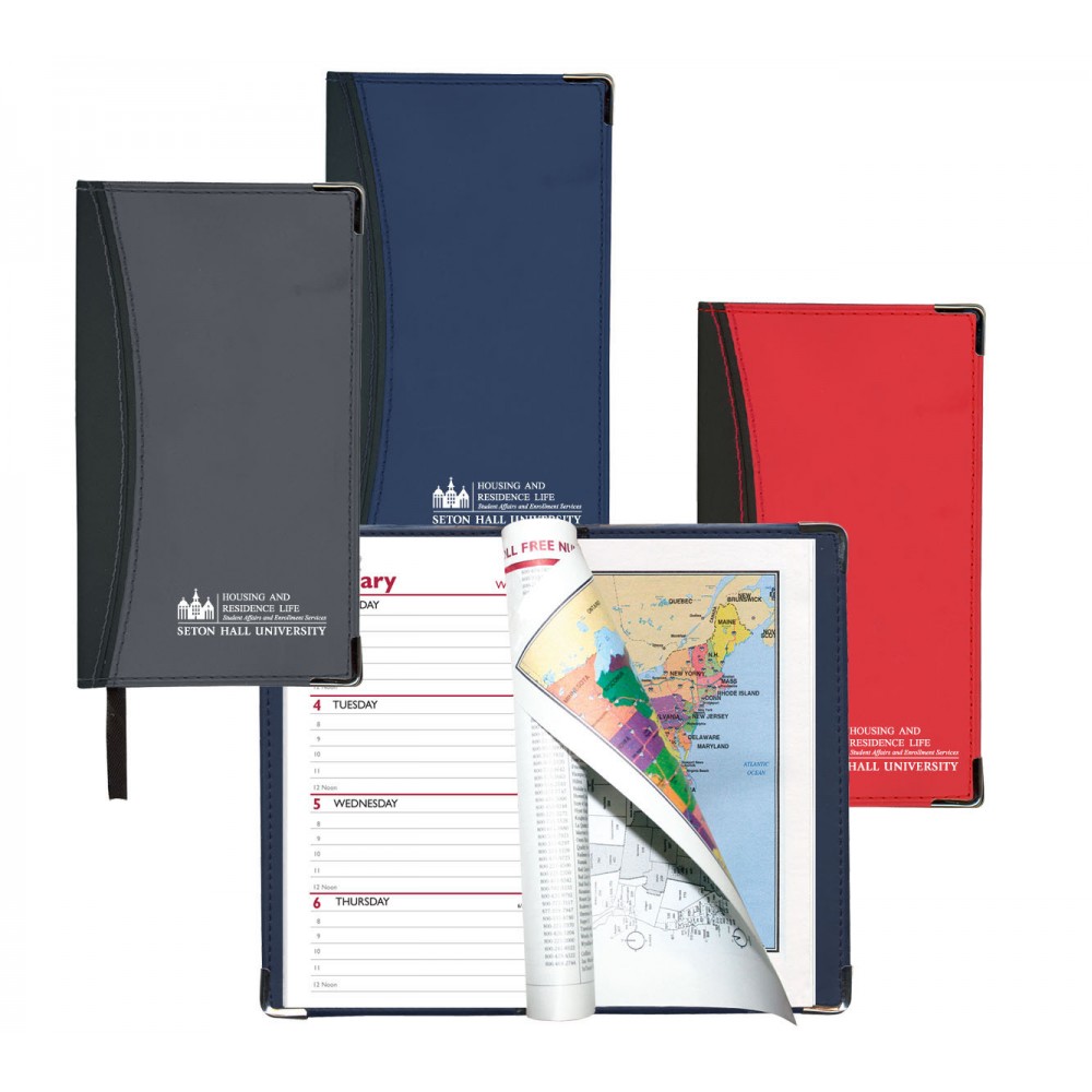 Custom Printed Weekly Ascot 2 Tone Vinyl Soft Cover Planner (2 Color w/ Map)