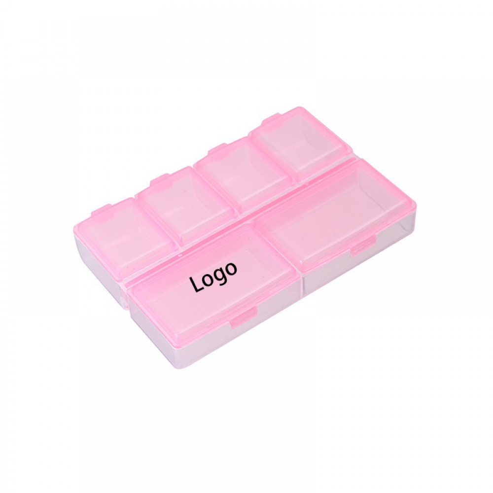 Custom Printed 6 Compartments Portable Pill Organizer
