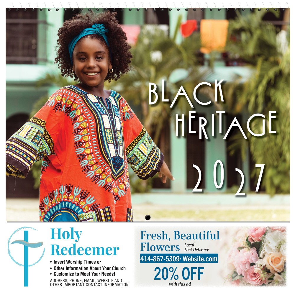 Black Heritage 2027 Wall Calendar - Spiral Bound (English) Custom Printed Black Heritage 2027 Wall Calendar - Spiral Bound (English) Custom Printed