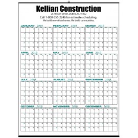 19"x25" Year At A Glance Wall Calendar Custom Printed  19"x25" Year At A Glance Wall Calendar Custom Printed