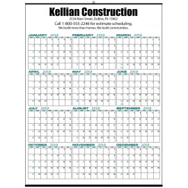 19"x25" Year At A Glance Wall Calendar Custom Printed