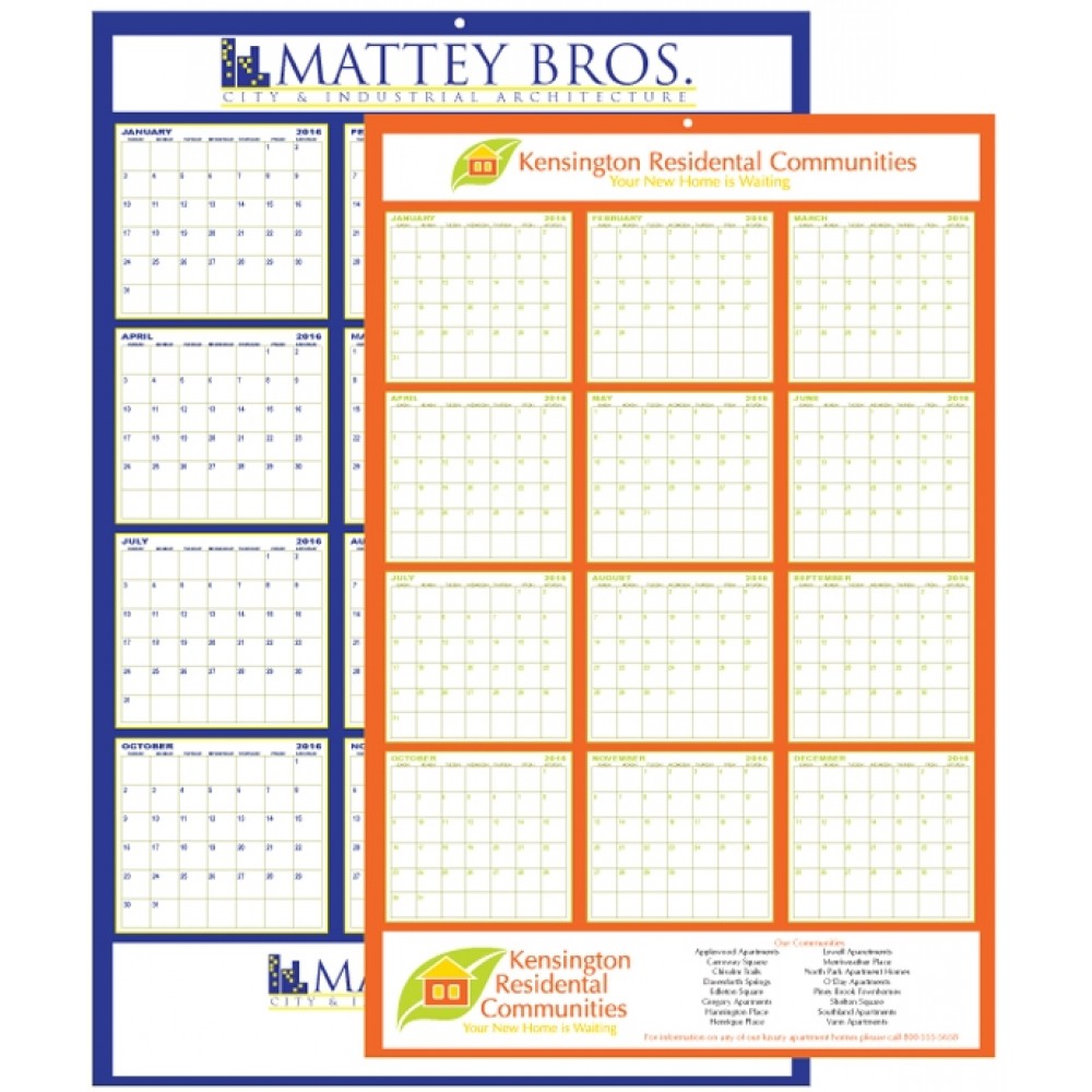 Personalized Large Custom Poster Calendar (19" X 25") or (20" x 29")