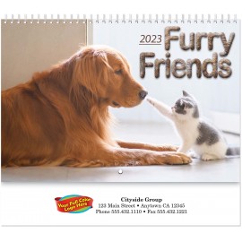 Personalized Full Color Furry Friends Spiral Wall Calendar