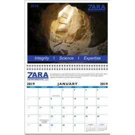 Custom Imprinted Deluxe 12 Scene Custom Calendar w/ UV Coating & Open Spiral Binding