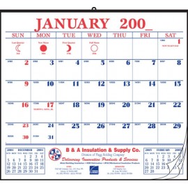 12 Sheet Wall Pad Calendar w/Daily Memo Space Custom Printed