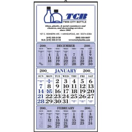 Blue & Black Large Twelve 3-Month Sheet Calendar Custom Printed