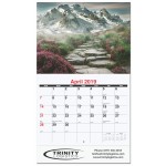 Logo Printed Peaceful Peaks Monthly Wall Calendar w/Staples (10 5/8"x18")