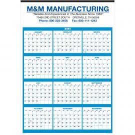 Logo Printed Single Sheet Wall Calendar - Full Year View: 2+ Colors 2024