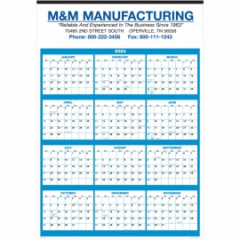 Logo Printed Single Sheet Wall Calendar - Full Year View: 2+ Colors 2024  Logo Printed Single Sheet Wall Calendar - Full Year View: 2+ Colors 2024