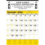 Logo Printed Commercial Planner Wall Calendar - Yellow & Black: 2024