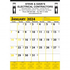 Logo Printed Commercial Planner Wall Calendar - Yellow & Black: 2024  Logo Printed Commercial Planner Wall Calendar - Yellow & Black: 2024