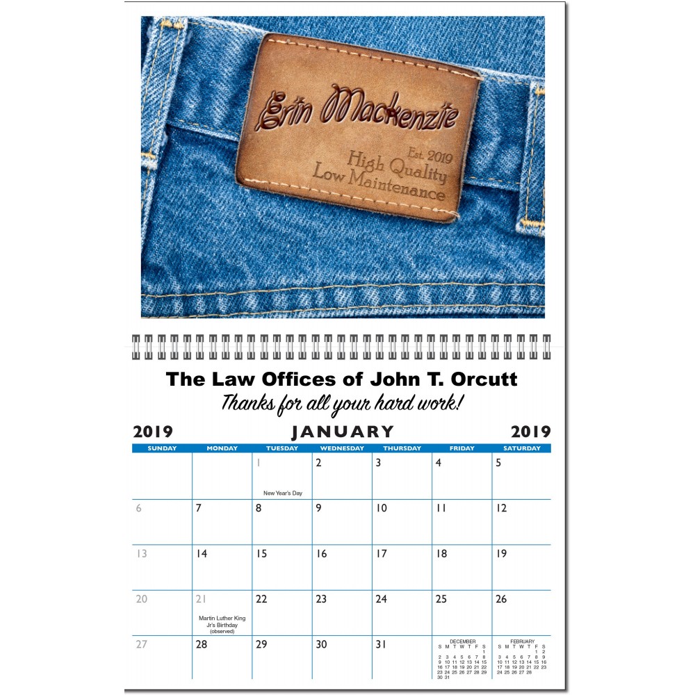Personalized Monthly Wall Calendar - 12 Photos Logo Printed