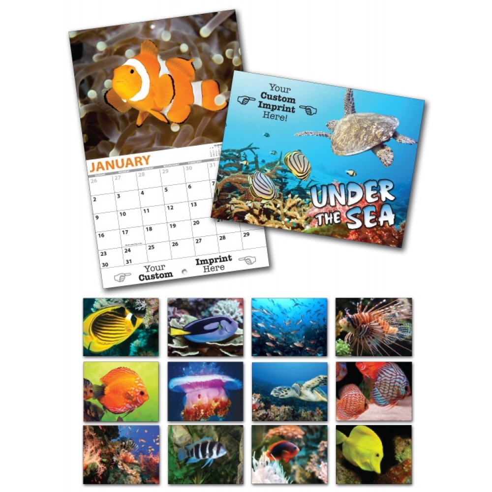 Logo Printed 13 Month Custom Appointment Wall Calendar - UNDER THE SEA