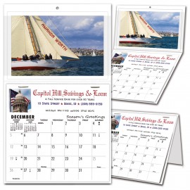 Custom Imprinted Wall/Desk Calendar with Full Color Photo Insert and Imprinted Calendar Pad