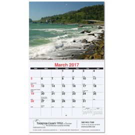 Logo Printed American Coast Monthly Wall Calendar w/Coil Bound (10 5/8"x18")