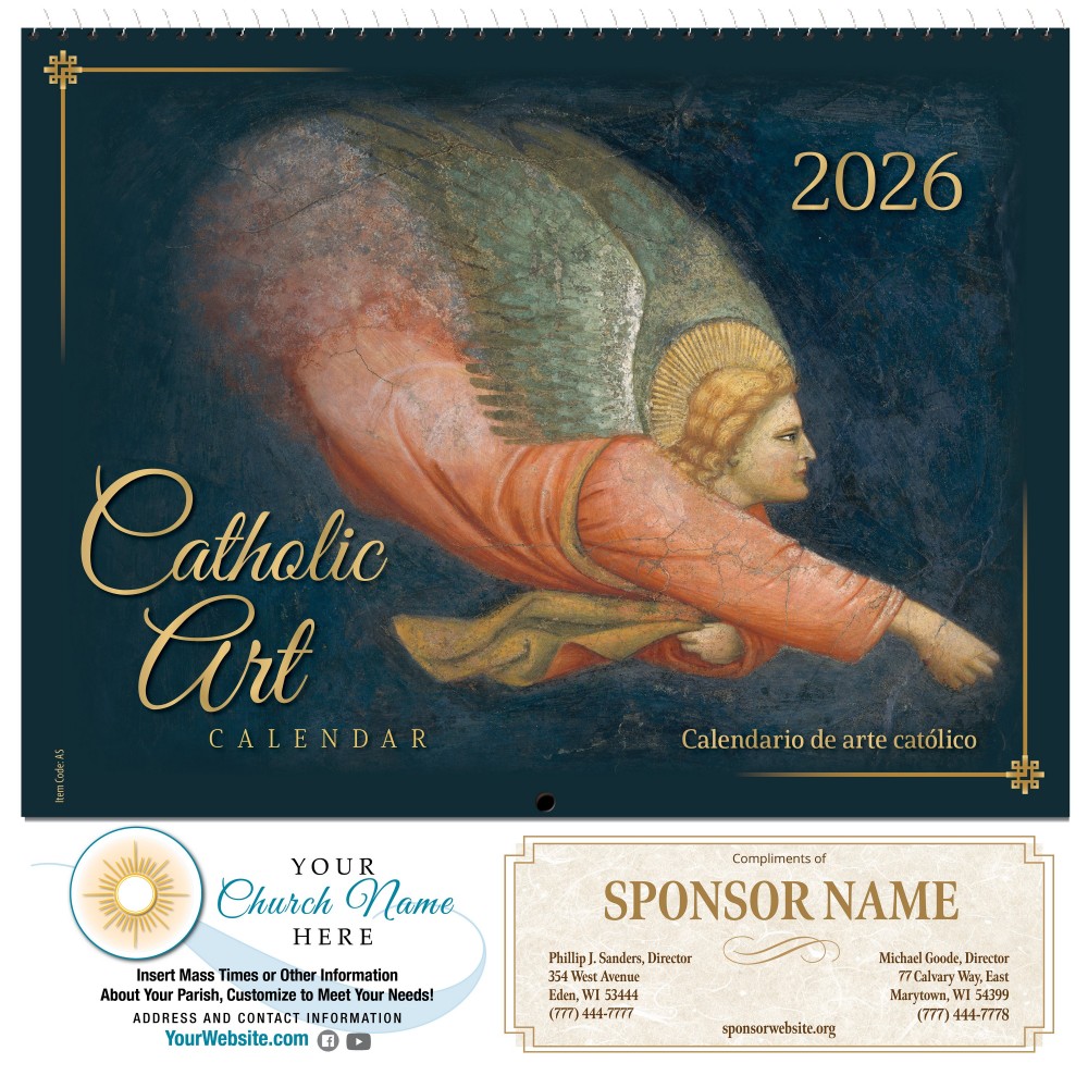 Traditional Catholic Art 2026 Spiral Bound Calendar (English / Spanish) Custom Imprinted
