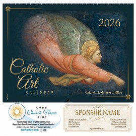 Custom Imprinted Traditional Catholic Art 2026 Spiral Bound Calendar (English / Spanish)