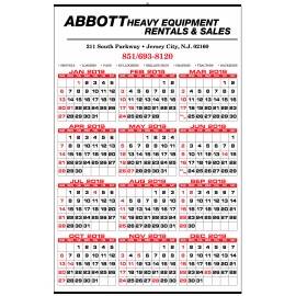 23"x35" Year At A Glance Wall Calendar W/ 1"x1" Memo Box Custom Imprinted