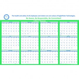 Horizontal Laminated Wall Planner (24" x 37") Logo Printed  Horizontal Laminated Wall Planner (24" x 37") Logo Printed