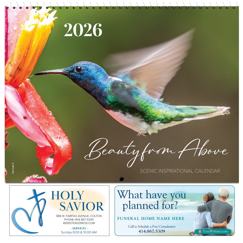 Logo Printed Beauty from Above 2026 Inspirational Spiral Bound Calendar (English)