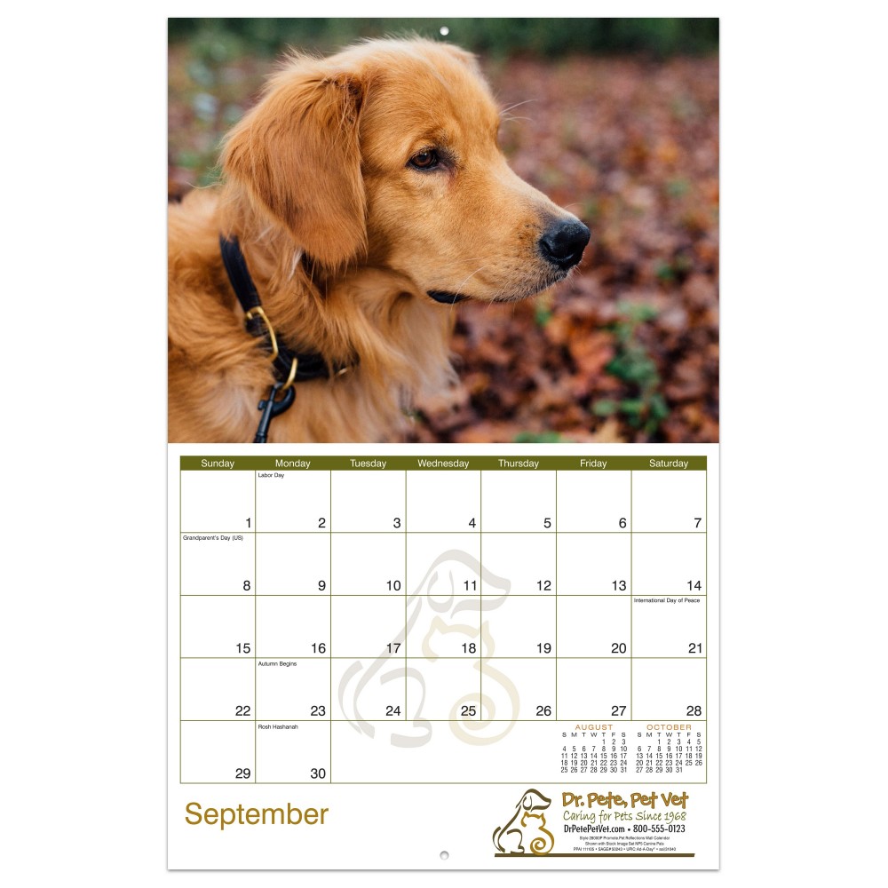 Logo Printed Promote.Pet Reflections 12-Month/13-Photo Wall Calendar