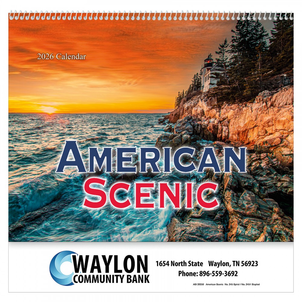 American Scenic Wall Calendar: 2026 Spiral Bound Custom Imprinted American Scenic Wall Calendar: 2026 Spiral Bound Custom Imprinted