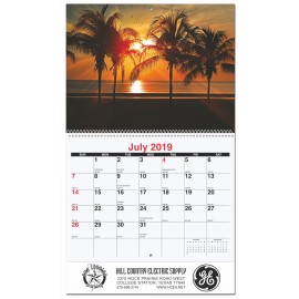 Serene Sunsets Monthly Wall Calendar w/Coil Bound (10 5/8"x18") Custom Printed