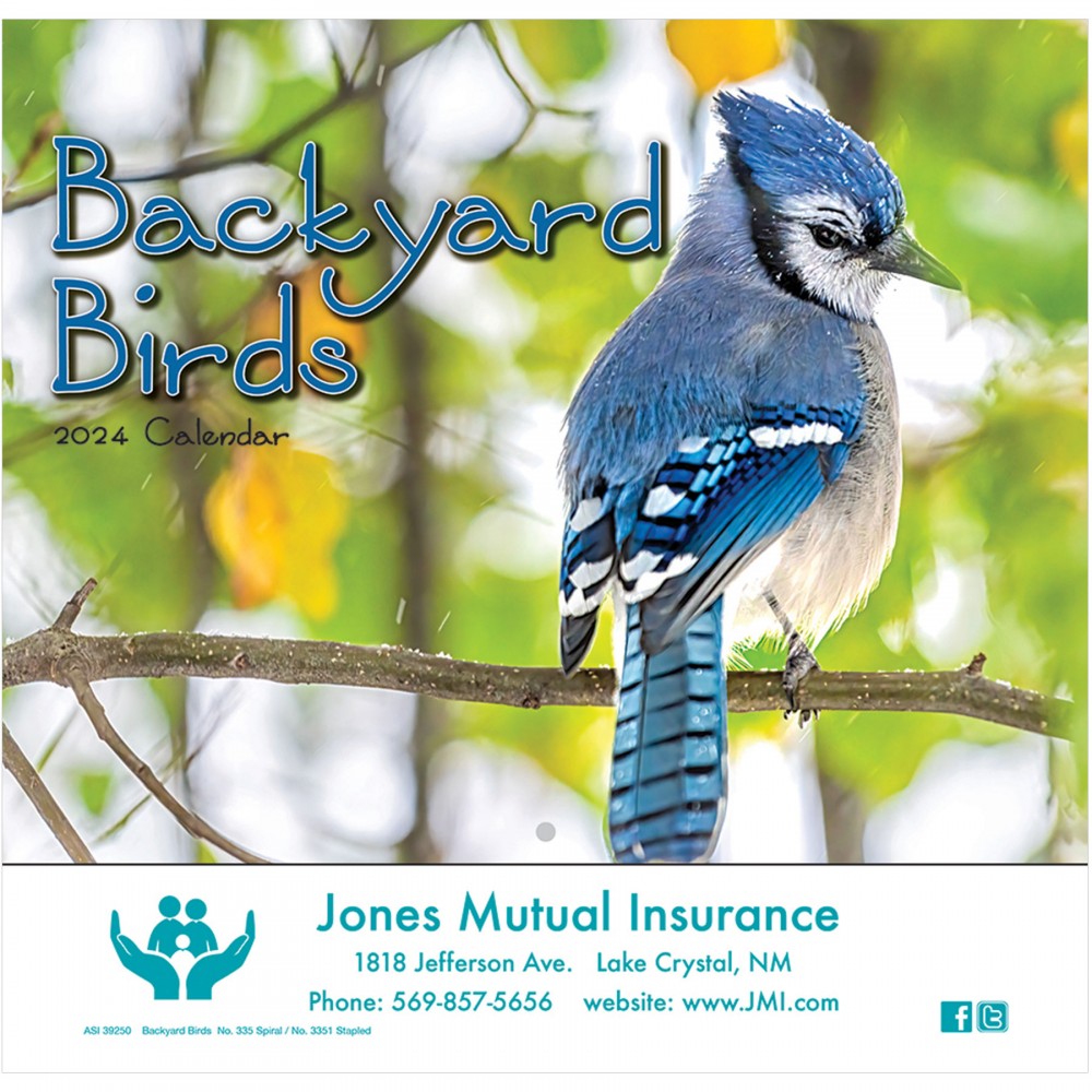 Backyard Birds Wall Calendar - Stapled: 2024 Custom Imprinted