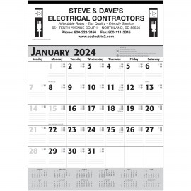 Logo Printed Commercial Planner Wall Calendar - Grey & Black: 2024, 1 Color Imprint  Logo Printed Commercial Planner Wall Calendar - Grey & Black: 2024, 1 Color Imprint