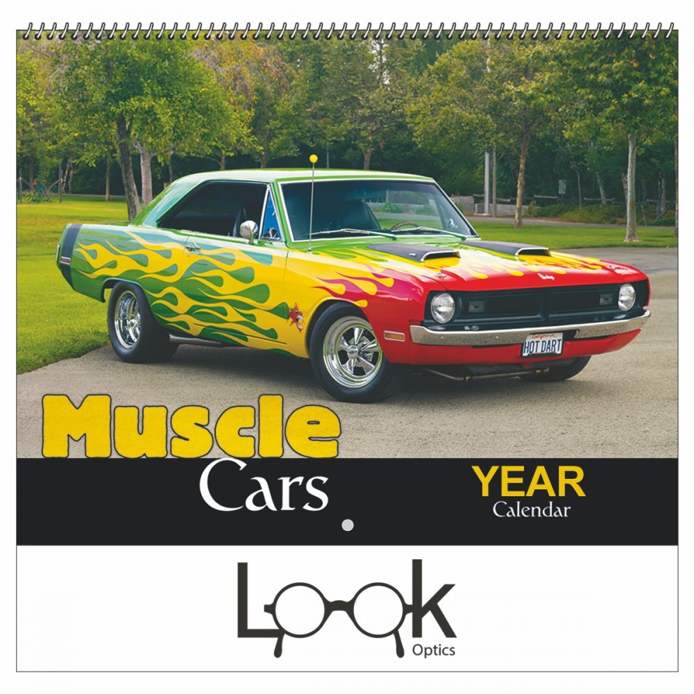 Personalized 2024 Muscle Cars Wall Calendar - Spiral