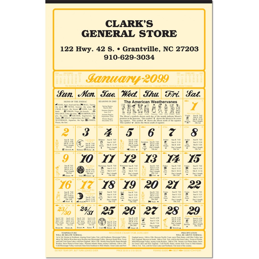 Personalized Almanac Calendar (11"x17")