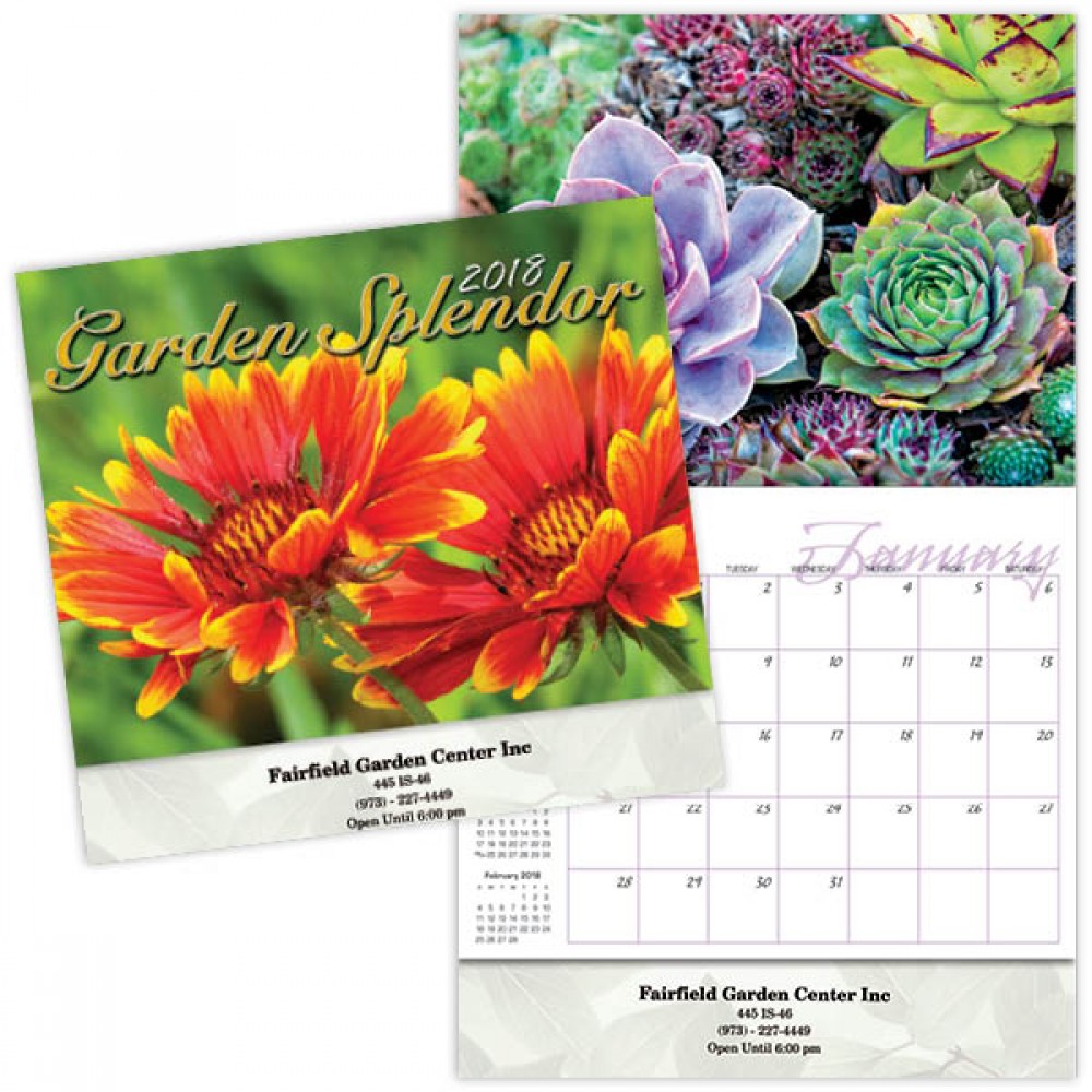 Garden Splendor Stapled Wall Calendar Logo Printed