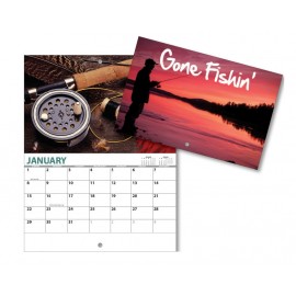 Logo Printed 13 Month Mini Custom Photo Appointment Wall Calendar - GONE FISHING