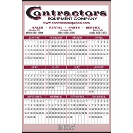 3 Row Yearly Calendar w/Large Date Number Custom Printed