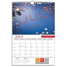 Custom Imprinted 12 Stock Photos Metal Hanger Wall Calendar (11"x17")
