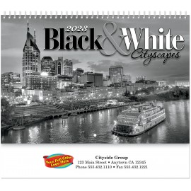 Customized Full Color Black And White Spiral Wall Calendar