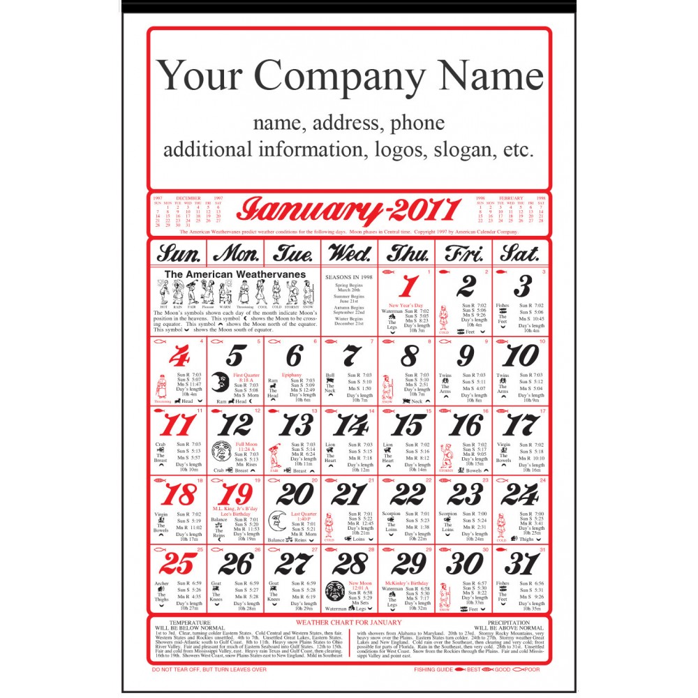 Logo Printed Almanac Calendar (Full Size / Six Sheet)