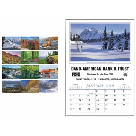 Logo Printed Scenic Treasures Executive 12 Sheet Calendar w/Black Imprint