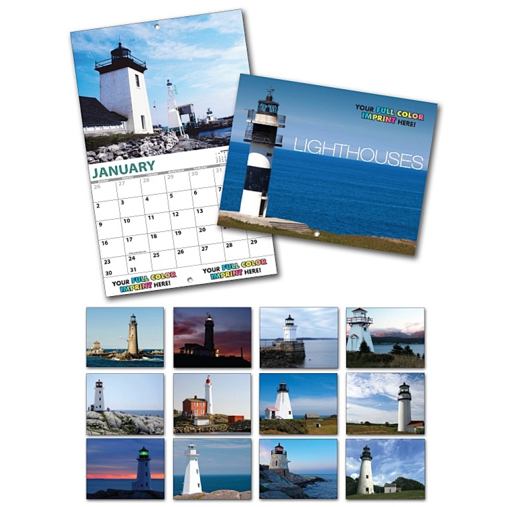 13 Month Custom Appointment Wall Calendar - LIGHTHOUSES Logo Printed