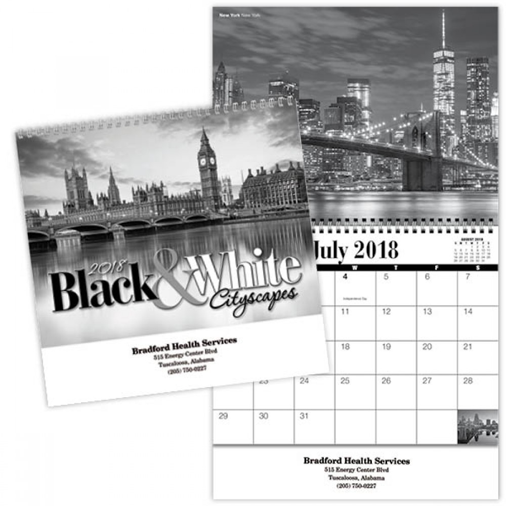 Black & White Wall Calendar Spiral Custom Imprinted Black & White Wall Calendar Spiral Custom Imprinted