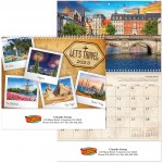 Full Color Let's Travel Spiral Wall Calendar with Logo